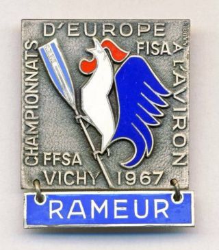1967 Fisa European Rowing Championships Participant Pin Badge Xxl France V