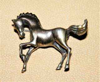 Vintage Sterling Silver " Frisky " Pony Horse Pin/brooch Marked " 925 " Ex