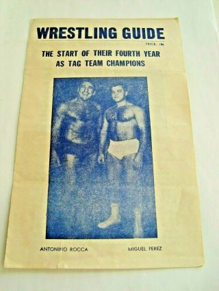 Vtg 3 - 19 - 1960 Madison Square Garden Wrestling Guide Prog Rocca,  Perez Vs Grahams