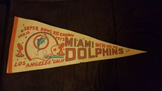 Rare Vintage Old School Miami Dolphins 1973 Bowl Vii Orleans Pennant