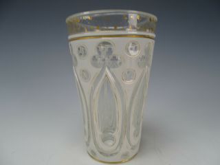 Antique Bohemian White Cased Overlay Cut Back To Clear Gothic Glass Tumbler 1870