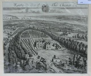 Antique Copper Engraving Of Knole In Gloucestershire By Kip,  1712