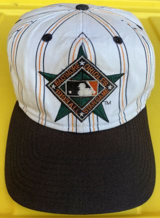 Vintage 90s Baltimore Orioles 1993 All Star Game Starter Pinstripe Snapback Hat