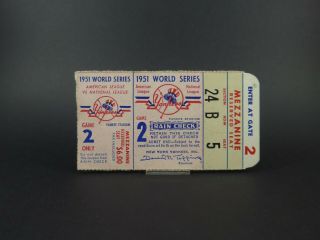 1951 World Series Game 2 Ticket Stub - Ny Yankees 3 Vs Ny Giants 1