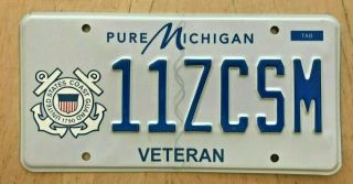 Us Coast Guard Veteran Uscg Military Vet Graphic Auto License Plate " 11 Zcsm "