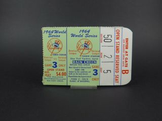 1964 World Series Game 3 Ticket Stub - Ny Yankees: 3 Vs St.  Louis Cardinals: 4