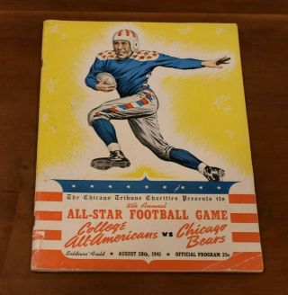 Rare 1941 Chicago Bears Vs College All - Americans Nfl Program (soldier Field)