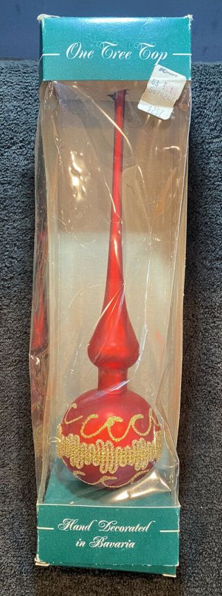 Vintage Mercury Glass Tree Topper Hand Painted Red W/gold Box West - Germany.