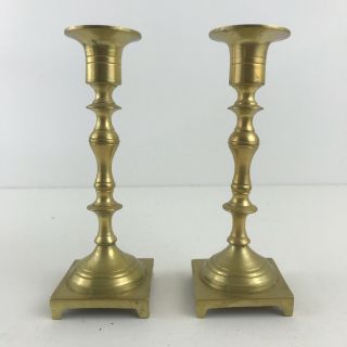 Set Of 2 Vintage Solid Brass Candlestick Pair 6.  5 " Candle Holders & Heavy