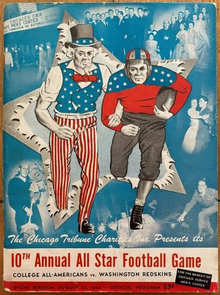 1943 College All - Americans Vs Washington Redskins Football Program - 10th Annual
