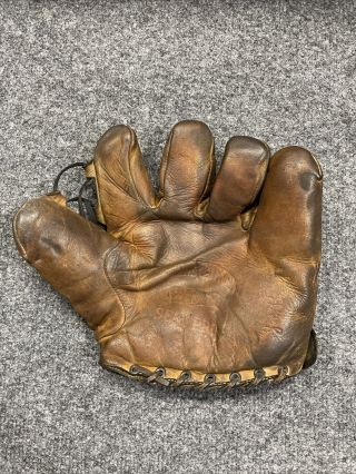 1920s - 30s Pennant Semi - Pro Baseball Glove Split Finger Tunnel Loop Joe Burke