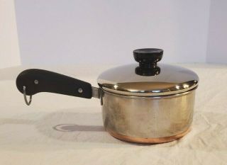 Vintage Revere Ware 1 Qt Saucepan W/ Lid Copper Bottom Clinton Illinois Pot