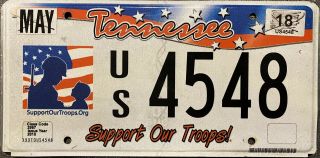 Obsolete 2017 Tennessee License Plate Support Our Troops