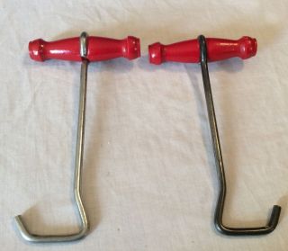 Vintage Riding Boot Pull Hooks With Wooden Handles