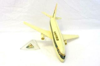Vintage United Airline Plastic Model Plane Boeing 737 Clear Stand