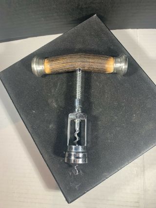 Antique Antler Stag Horn Corkscrew W/ Sterling Caps John Hasselbring Barware