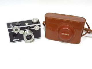 1957 Vintage Argus C3 Range Finder Camera With Leather Case “the Brick”