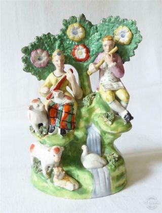 Good Sized Antique 19th Century Staffordshire Figure Group C1830/40
