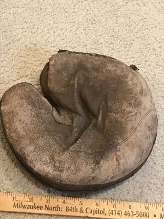 Old Baseball Glove Crescent Pad Catchers Mitt 1900s Early Primitive Great Patina 2