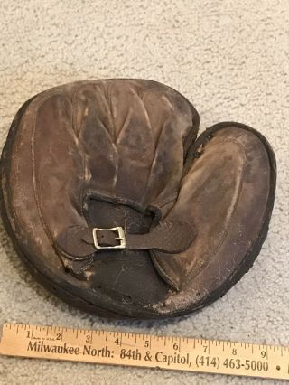 Old Baseball Glove Crescent Pad Catchers Mitt 1900s Early Primitive Great Patina 3
