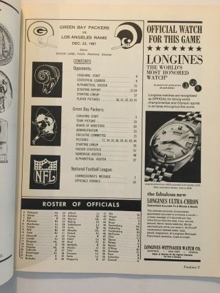Vintage 1967 Green Bay Packers NFL Playoff Program vs.  Los Angeles Rams - B.  Starr 2