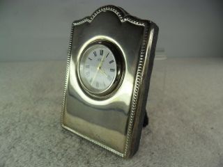 R Carr Solid Silver Bedside Clock,  Sheffield 1994 2