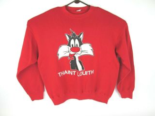 Looney Tunes Sylvester Vintage Red Pullover Sz Xl Sweater Artex Tag