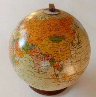 Vintage Earth Globe By Replogle 6 " Metal Tin World Coin Bank