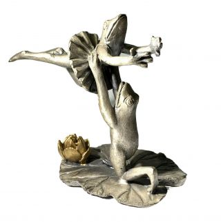 Vintage Spi 1993 Pewter Frog Figure Ballet Dancers Ballerina Toad Dance Figurine