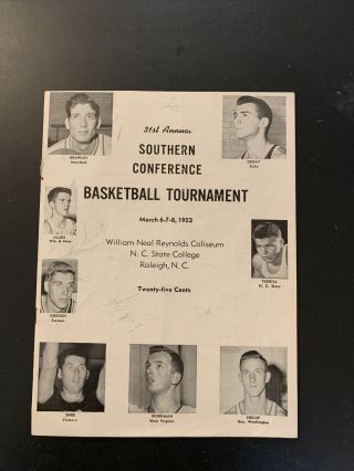 1952 31st Annual Southern Conference Basketball Tournament Program Nc State Auto