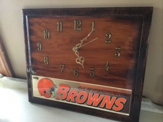 Vintage Cleveland Browns Clock Man Cave Wood Shellac