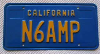 California (blue Base) Amateur Radio License Plate N6amp