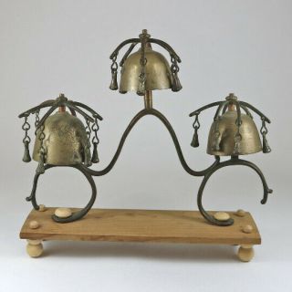 Antique Russian Horse Chimes Shaft Sleigh Saddle Bells Triple Jingle Harness