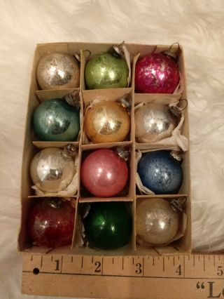 Vintage Mini Mercury Glass Christmas Feather Tree Ornaments W/box Occupied Japan