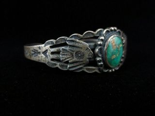 Antique Navajo Bracelet - Coin Silver and Turquoise - Fred Harvey Era 3