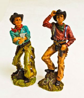 Vintage Set Of 2 Old West Americana Cowboy Characters Collectible Figurines