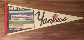1977 World Series York Yankees Team Photo Pennant W/ Thurman Munson