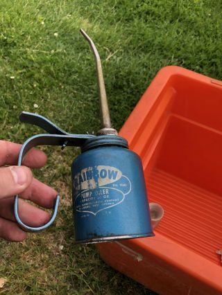 Vintage Eagle Rainbow Pump Oiler Can (blue 10 Oz Made Usa)