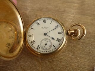 Vintage Waltham 15 Jewels Gold Plated Full Hunter Pocket Watch // Dennison Case