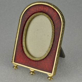 Vintage Terragrafics Red Enamel And Gold Small Picture Frame For 2x3 Inch Photo