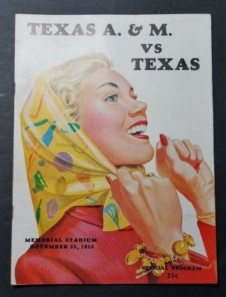 Nov 1950 Texas A&m Aggies Vs Longhorns ☆ Football Program ☆ Memorial Stadium