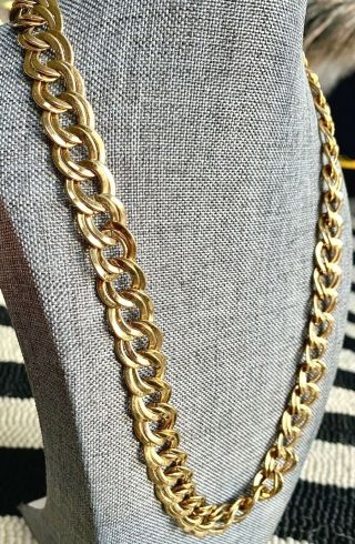 Vintage Monet Heavy Long Gold Tone Chain Necklace Signed 31 " E07