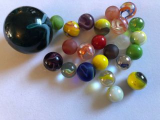 Vintage Glass Marbles With Shooter