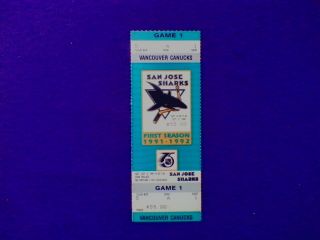 1991 (san Jose Sharks) 1st Game Ticket (inaugural Season Ticket) 10/5/91