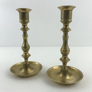 Set Of 2 Vintage Brass Candlestick Pair 6.  5 " Candle Holders Made In Japan Heavy