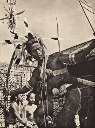 1940 Borneo Semi Nude Male & Female Tattoo Jewelry Warrior War Dance K.  F.  Wong