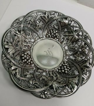 Antique Sterling Silver Whiting Mfg Co Pierced Candy Dish Grape Pattern Ca 1908