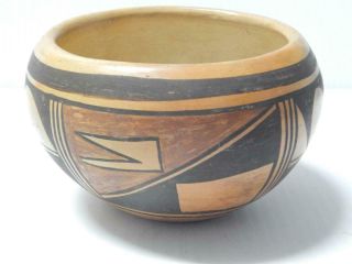 Antique Vintage Hopi Pueblo Indian Food Bowl Pot Pottery - Polychrome -
