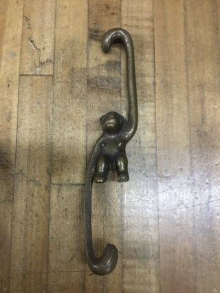 Vintage Bronze Brass Hanging Monkey Hook
