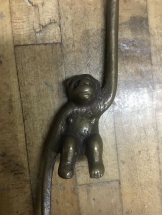 Vintage Bronze Brass Hanging Monkey Hook 3